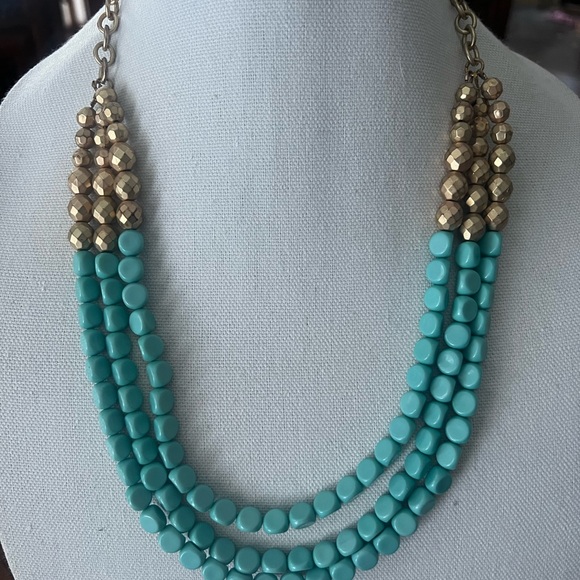 Plunder Jewelry - Plunder "Deidra" multi-strand turquoise and gold-tone beaded necklace